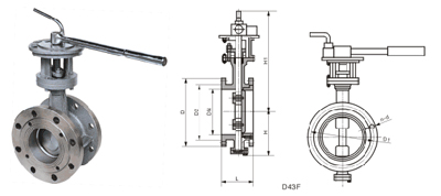 雙偏心四氟密封蝶閥 D343H、D343Y 型 PN6~PN40
